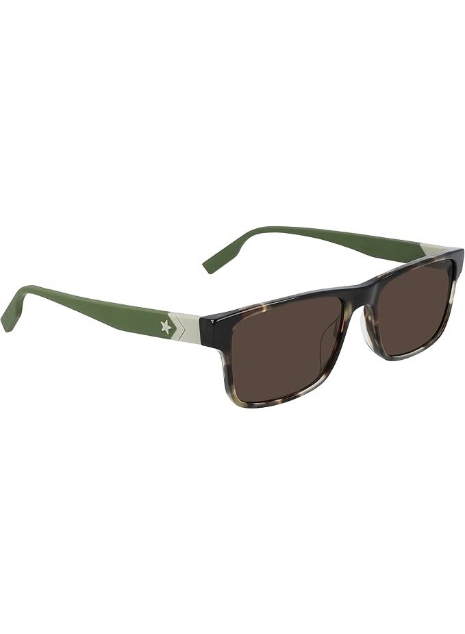 Converse Unisex CV520S Rectangular Sunglasses - Matte Green & Tortoise Frame with Brown Lenses - Image 1